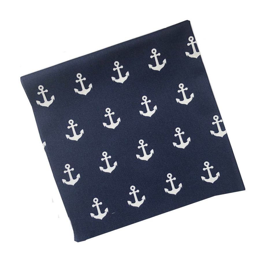 Poszetka ręcznie obszywana Kotwice w morskiej toni