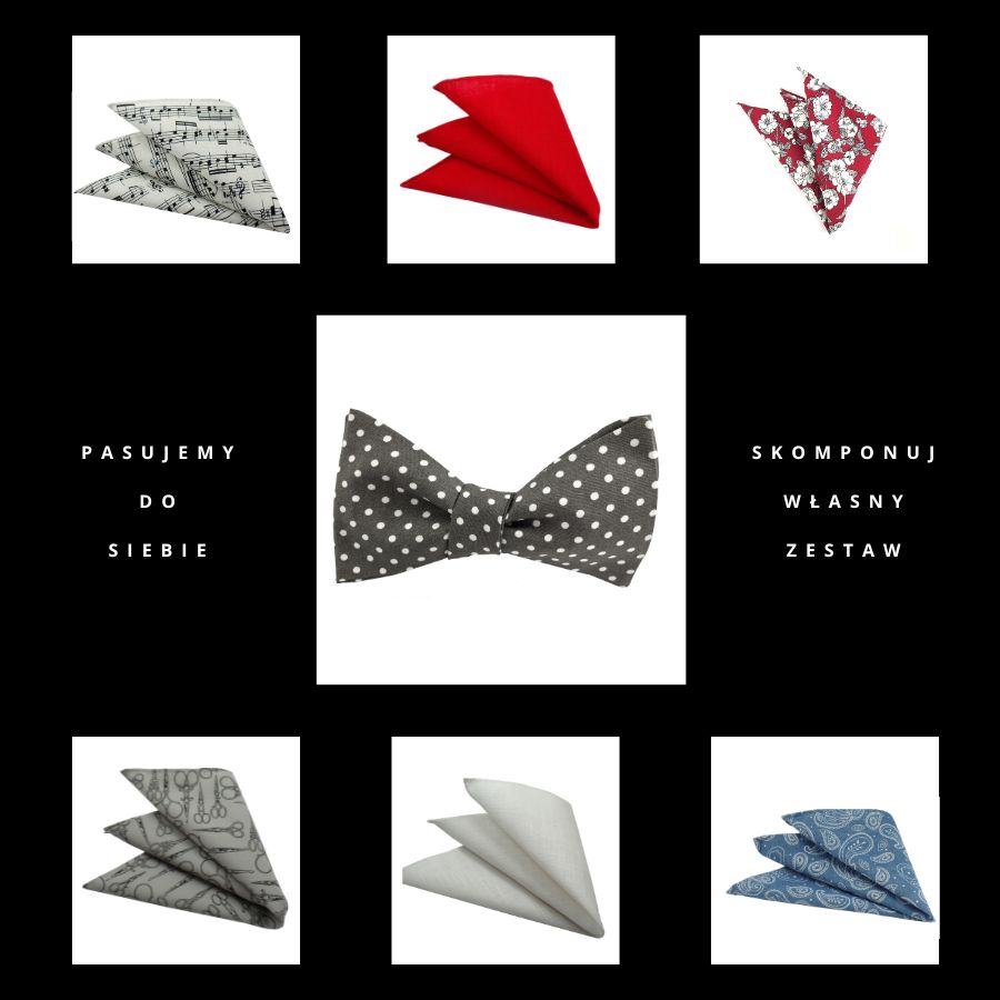 Mucha wiązana Groszki na szarym - obrazek 3