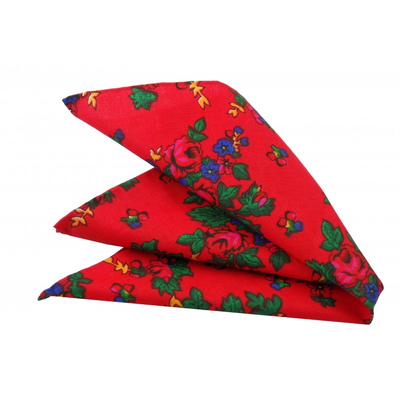 Poszetka ręcznie obszywana Góralska czerwień