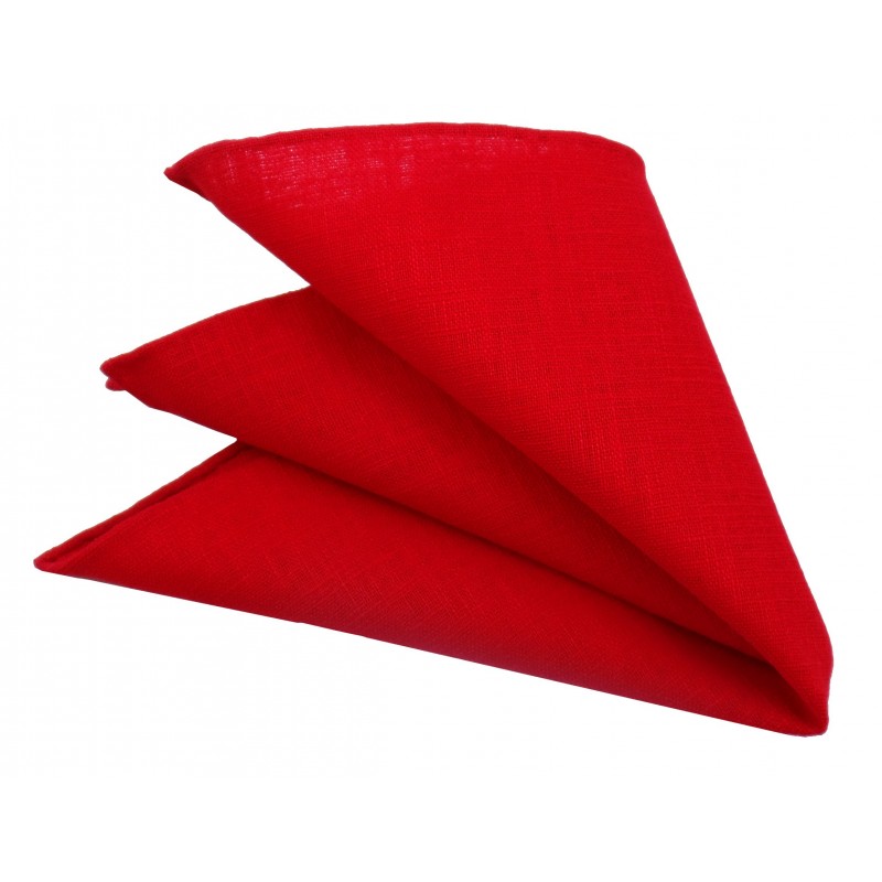 Poszetka ręcznie obszywana Lniana czerwień