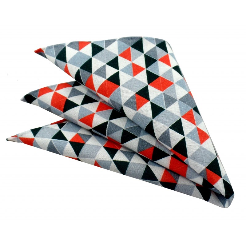 Poszetka ręcznie obszywana Pomarańczowe trójkąty