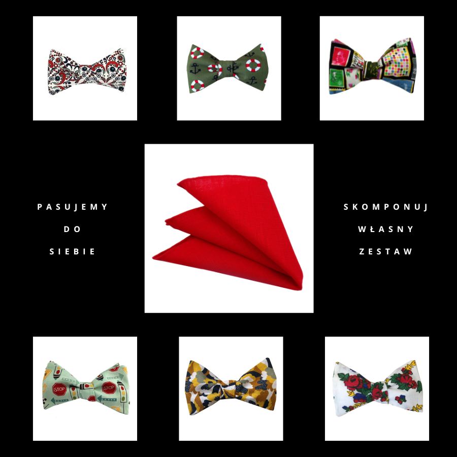 Poszetka ręcznie obszywana Lniana czerwień - obrazek 3