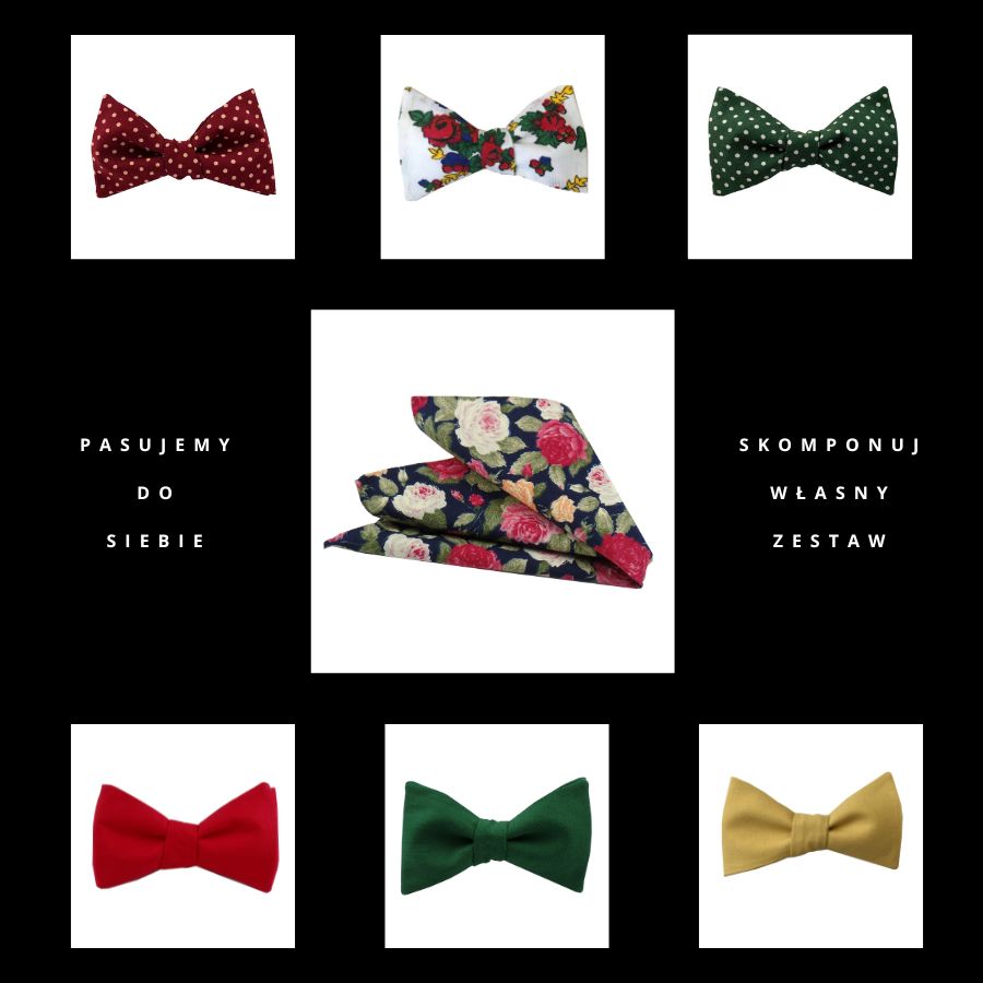 Poszetka ręcznie obszywana Róże na granacie - obrazek 3