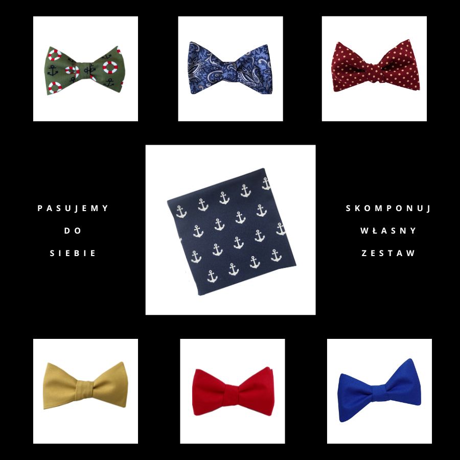 Poszetka ręcznie obszywana Kotwice w morskiej toni - obrazek 2