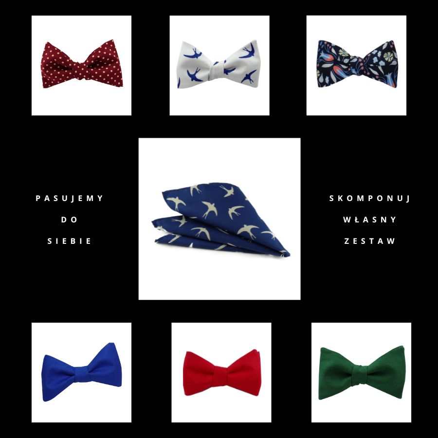 Poszetka ręcznie obszywana Jaskółki na niebie - obrazek 3