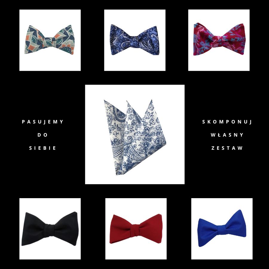 Poszetka ręcznie obszywana Porcelanowe paisley - obrazek 3