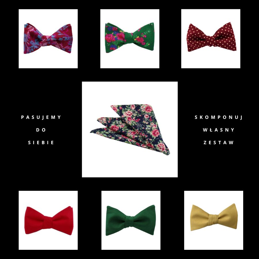 Poszetka ręcznie obszywana Różane bukiety na granacie - obrazek 3