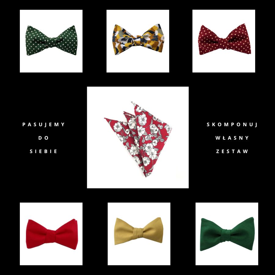 Poszetka ręcznie obszywana Białe kwiaty na bordo - obrazek 3