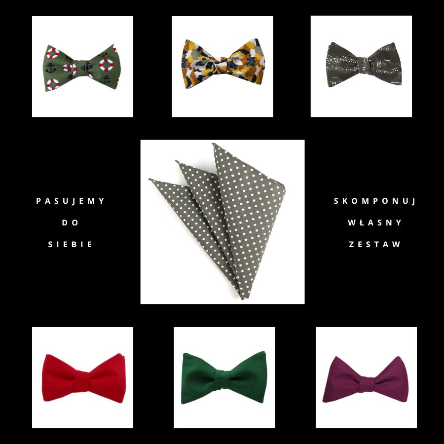 Poszetka ręcznie obszywana Groszki na szarym - obrazek 3