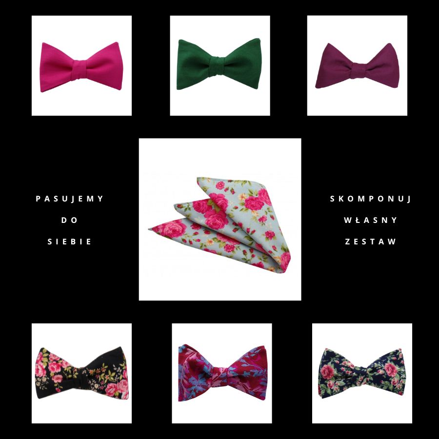 Poszetka ręcznie obszywana Róże na błękicie - obrazek 3